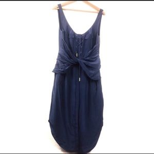Anthropologie leifsdottir blue silk midi dress